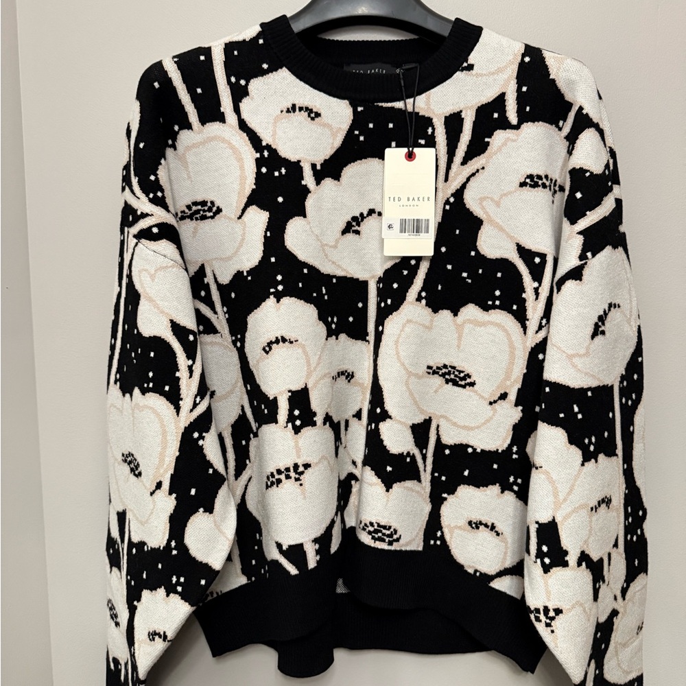 Ted Baker Women’s Cropped Jacquard Knitted Sweater Size TB2 US 6-8